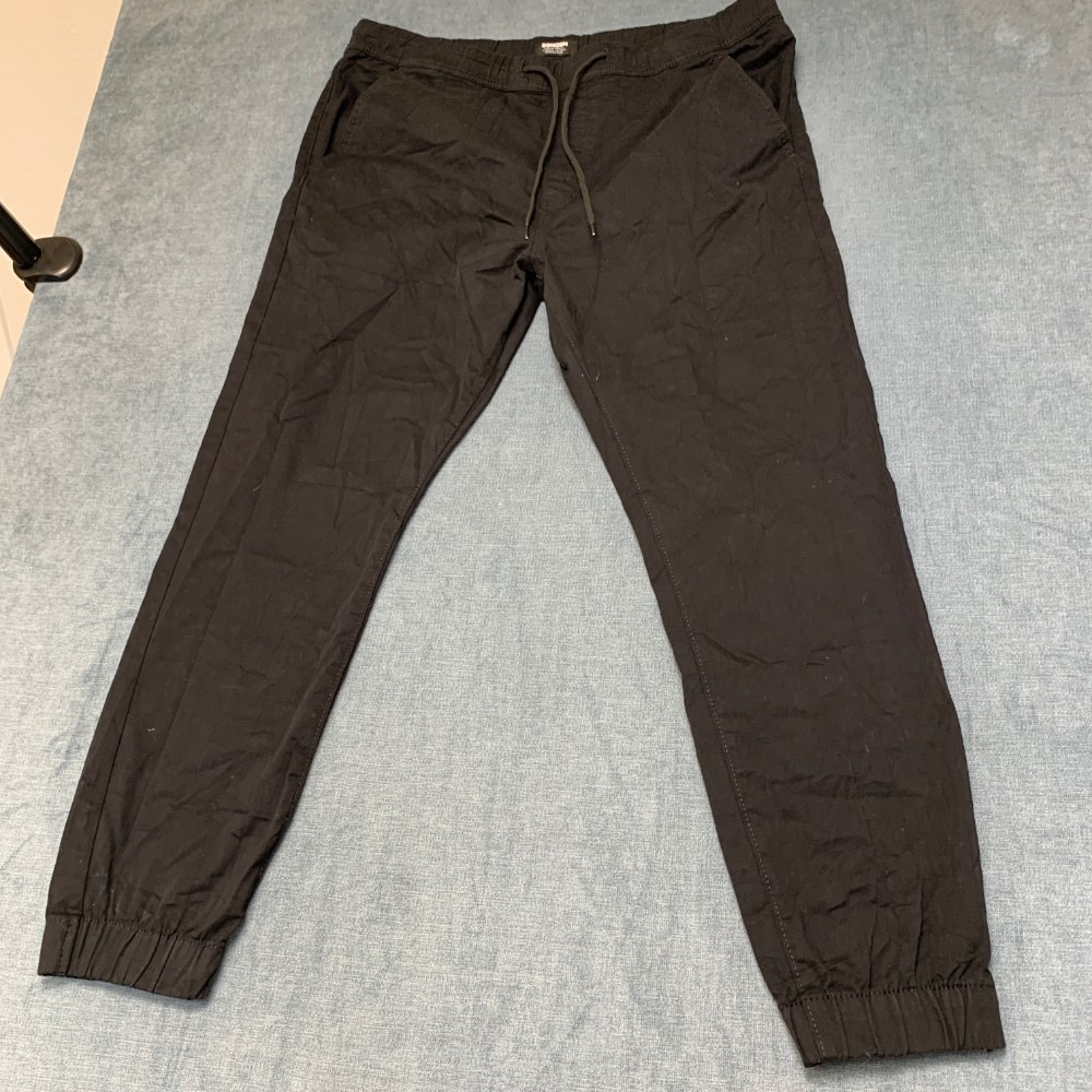 Denizen Jogger Pants Mens 39x29 Black Drawstring Waist Slash Pockets Tapered Leg